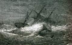 Rescue of ten sailors by the Ramsgate Lifeboat, English Channel, January 6, 1867, artist's impression.