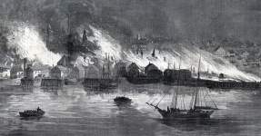 Devastating fire, Belfast, Maine, October 12, 1865, artist's impression, detail