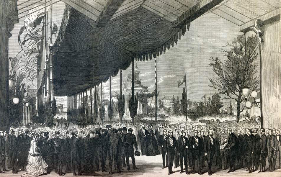 Opening of the Paris Industrial Exhibition, April 1, 1867, artist's impression, zoomable image.