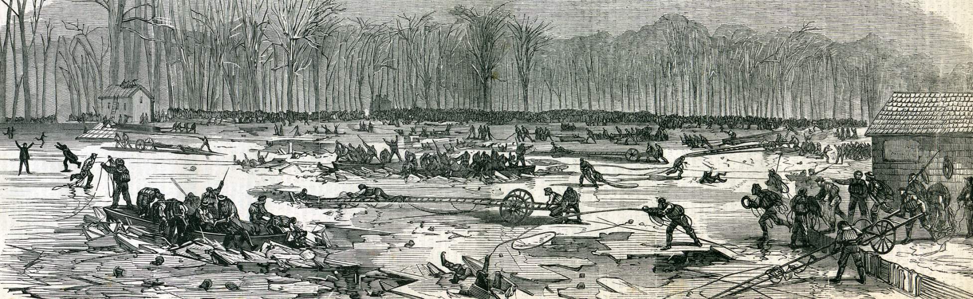Disaster on the ice in Regent's Park, London, January 15, 1867, artist's impression, zoomable image.