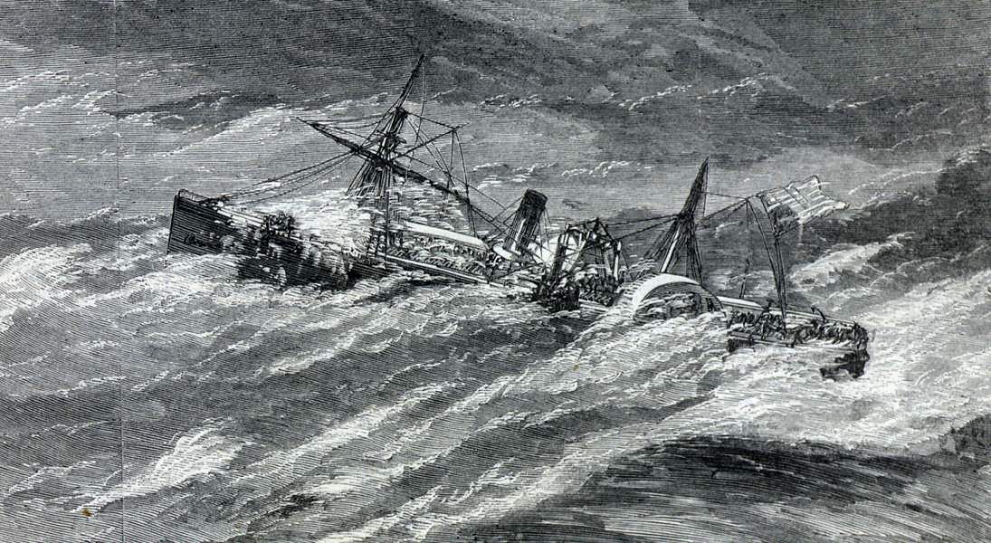 Sinking of the S.S. Evening Star in the Atlantic, October 3, 1866, artist's impression