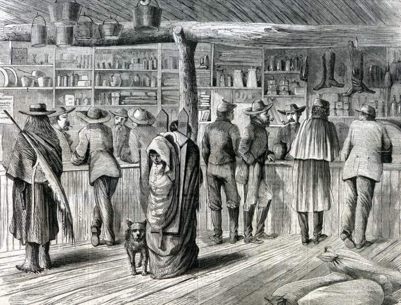 Sutler's Store, Fort Dodge, Kansas, May 1867, artist's impression.