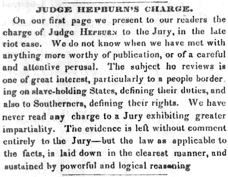 “Judge Hepburn’s Charge,” Carlisle (PA) American Volunteer, September 16, 1847