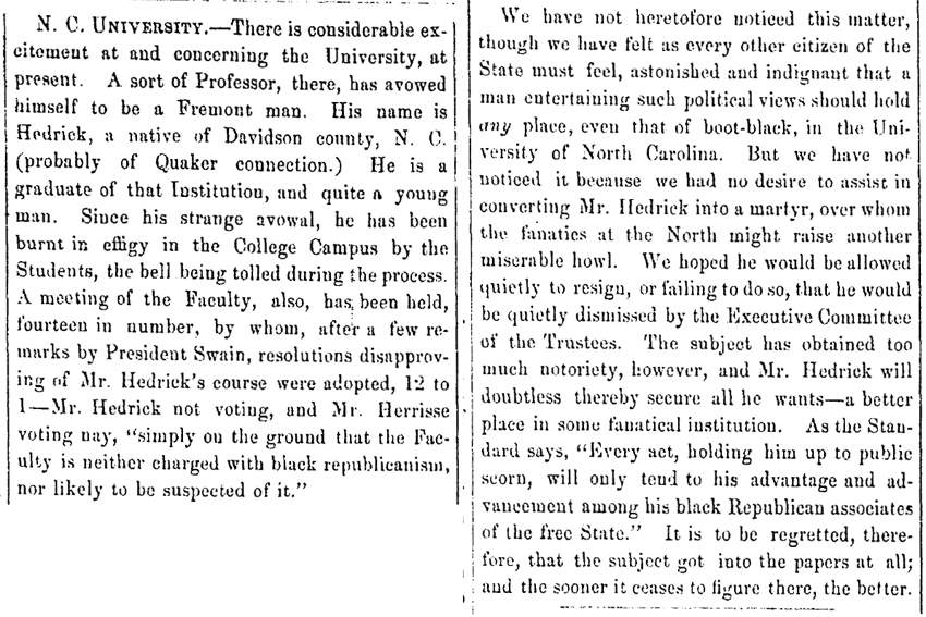 “N. C. University,” Fayetteville (NC) Observer, October 13, 1856