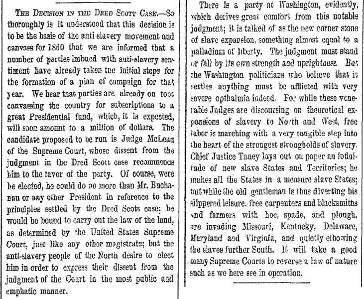 "The Decision in the Dred Scott Case," New York Herald, March 9, 1857