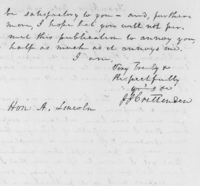 John Jordan Crittenden to Abraham Lincoln, October 27, 1858 (Page 2)
