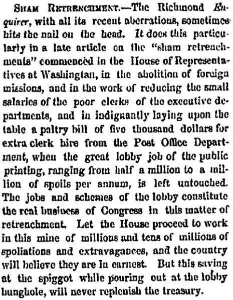 “Sham Retrenchment,” New York Herald, January 27, 1859
