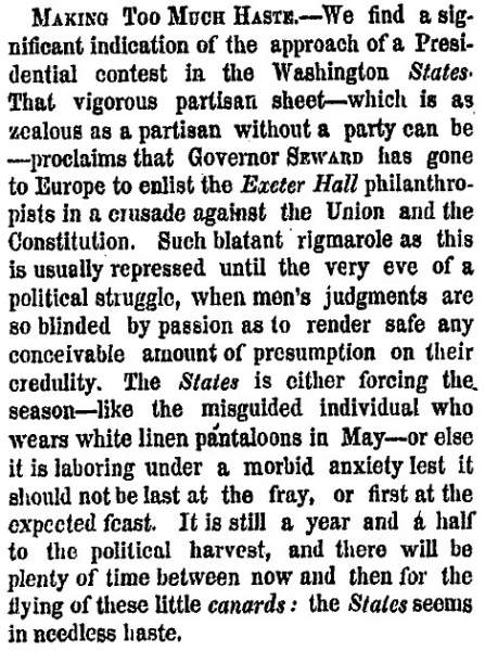 “Making Too Much Haste,” New York Times, May 21, 1859