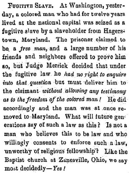 “Fugitive Slave,” Lowell (MA) Citizen & News, June 23, 1859