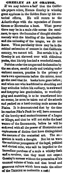 “Greeley as an Orator,” Chicago (IL) Press and Tribune, September 16, 1859
