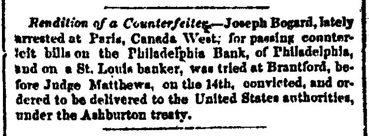 “Rendition of a Counterfeiter,” New Orleans (LA) Picayune, January 22, 1860