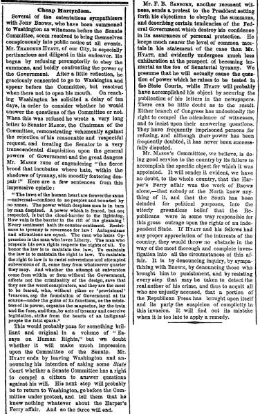 “Cheap Martyrdom,” New York Times, February 24, 1860