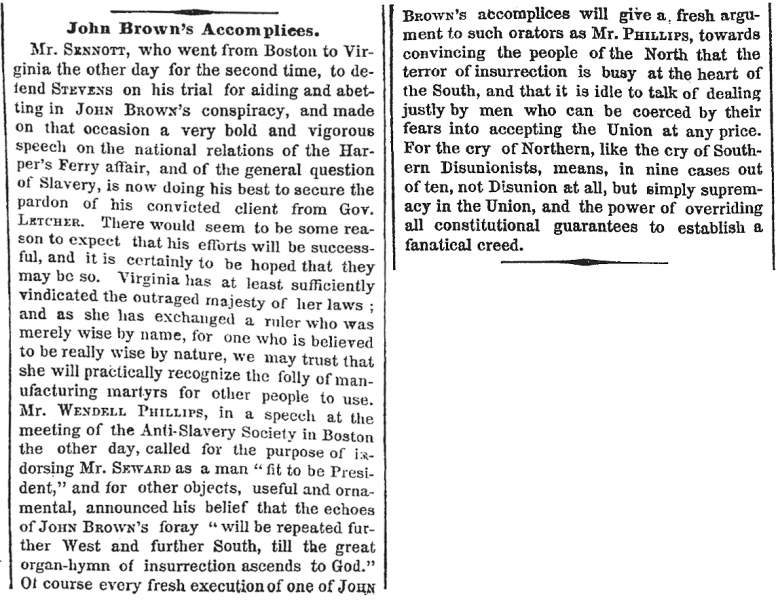 “John Brown’s Accomplices,” New York Times, February 25, 1860