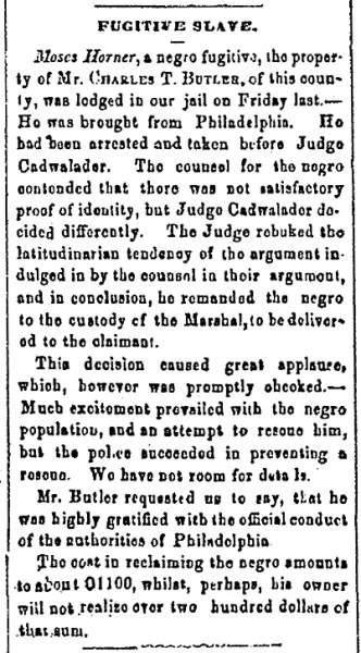 “Fugitive Slave,” Charlestown (VA) Free Press, April 5, 1860