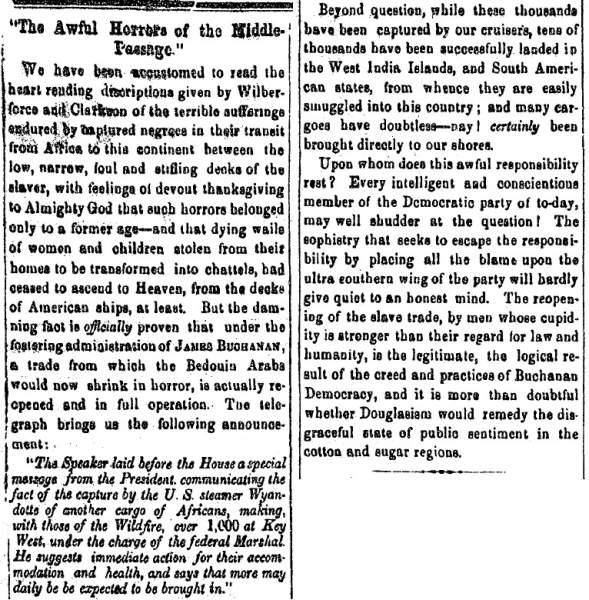 “"The Awful Horrors of the Middle-Passage,"” Chillicothe (OH) Scioto Gazette, May 29, 1860