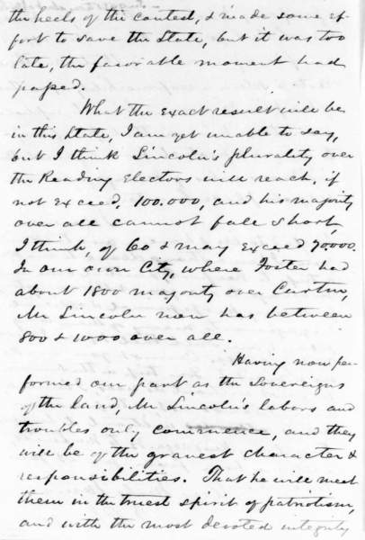 John P. Sanderson to David Davis, November 12, 1860 (Page 3)