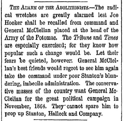 “The Alarm of the Abolitionists,” New York Herald, May 10, 1863
