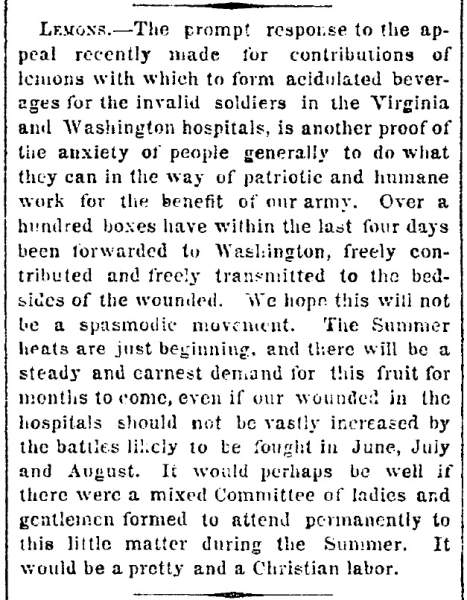 “Lemons,” New York Times, June 3, 1863