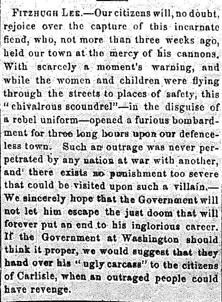 “Fitzhugh Lee,” Carlisle (PA) American, July 22, 1863