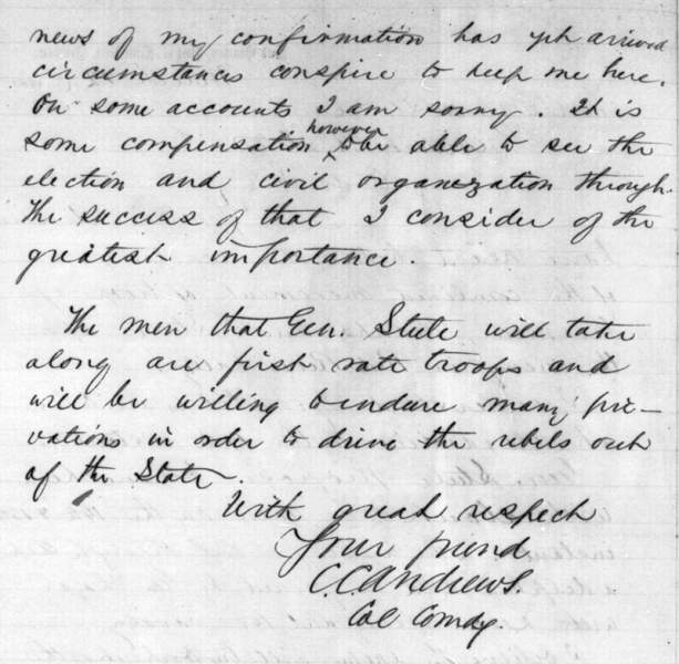 Christopher C. Andrews to Abraham Lincoln, March 12, 1864 (Page 2)