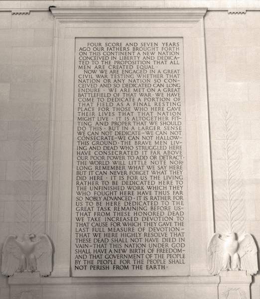 Gettysburg Address, South Wall of the Lincoln Memorial, Washington D.C., another view, detail, zoomable image