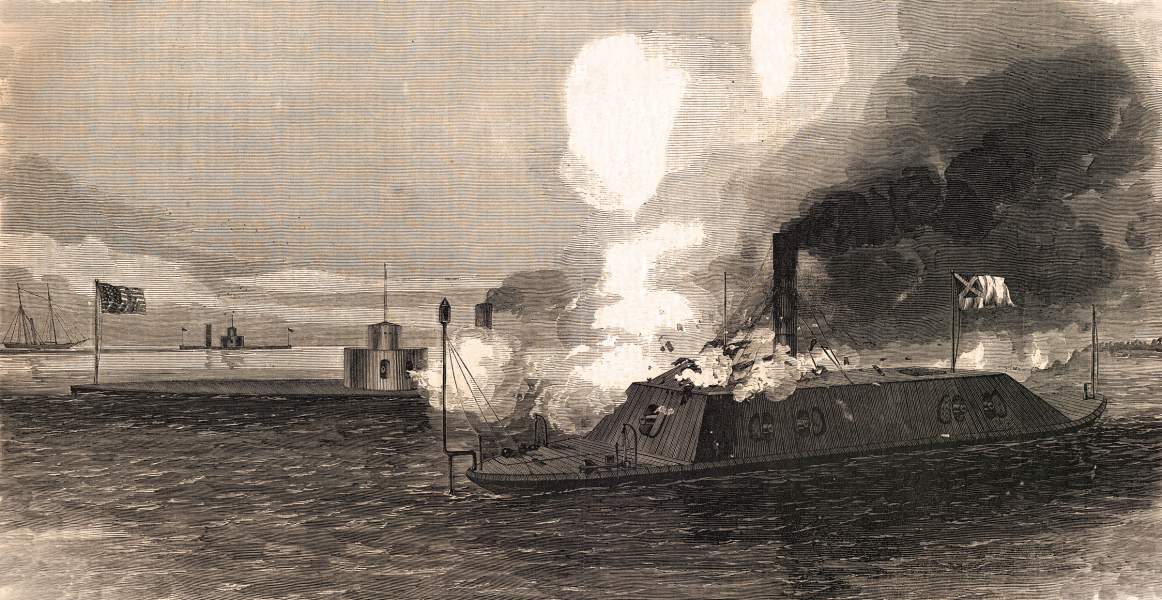 Crippling and capture of the C.S.S. Atlanta off Savannah, Georgia, June 17, 1863, artist's impression, zoomable image