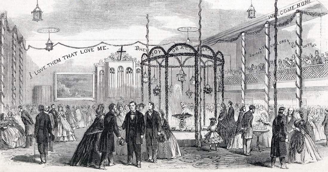 Welcome Home for Reverend Henry Ward Beecher, Plymouth Church, Brooklyn, New York, November 17, 1863, artist's impression