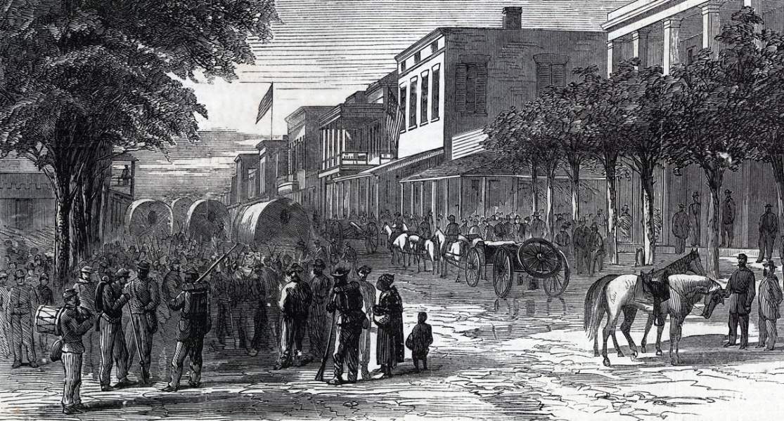 Elizabeth Street, Brownsville, Texas, December 1865, artist's impression, detail