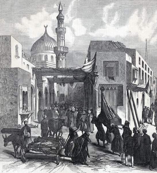 The Old Quarter, Cairo, Egypt, during the cholera epidemic of Summer 1865, artist's impression, detail