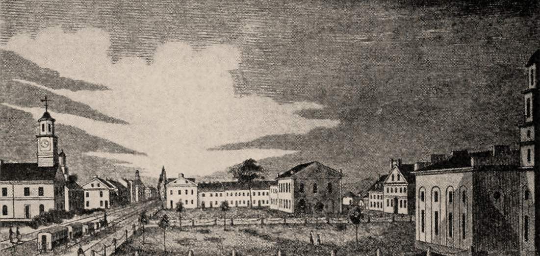 Town Square, Carlisle, Pennsylvania, 1843, artist's impression