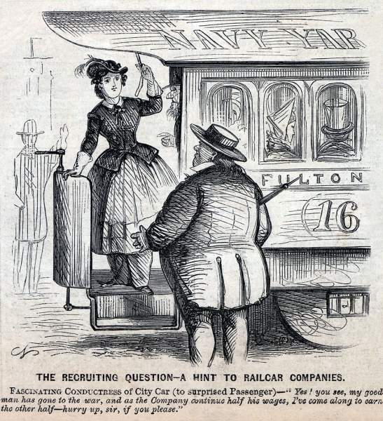 "The Recruiting Question - A Hint to Railcar Companies," cartoon, August 23, 1862