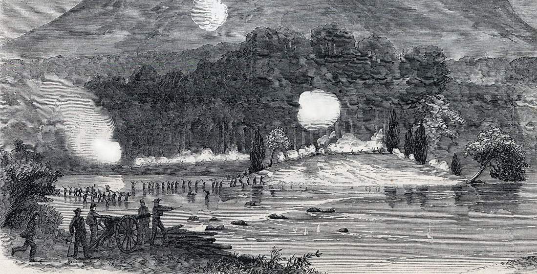 Fighting on the Cedar Creek, Virginia, August 12, 1864, artist's impression, detail
