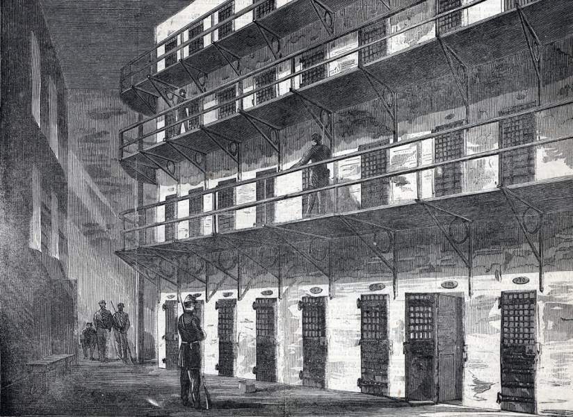 Cells of the Lincoln Conspirators, Old Penitentiary, Washington, D.C., June 1865, artist's impression