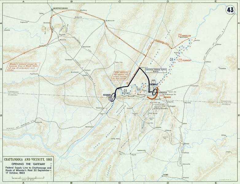 Chattanooga, Opening and Maintaining Federal Supply Lines, August-October, 1863, campaign map, zoomable image
