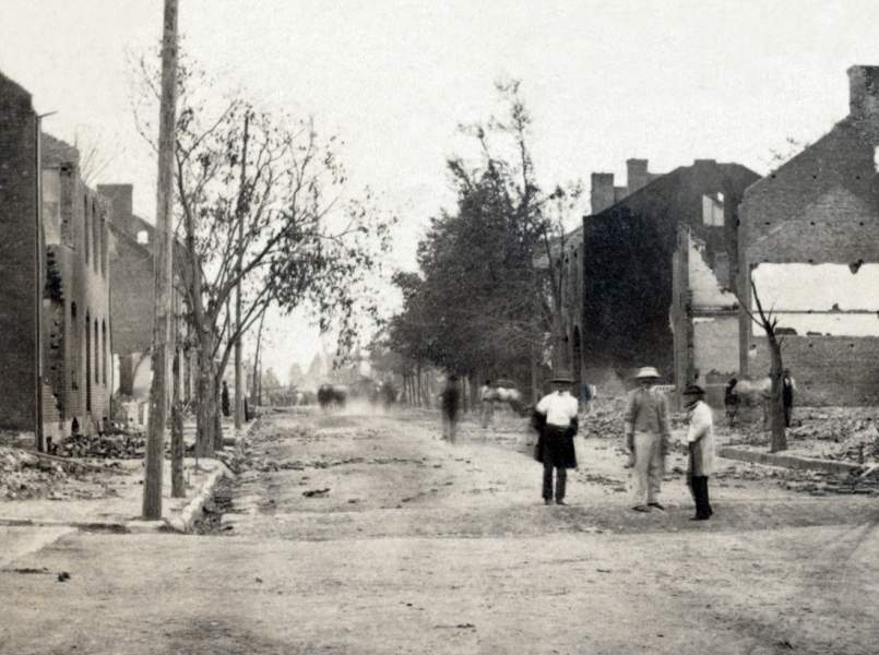 Main Street, Chambersburg, Pennsylvania, after burning by Confederate forces, July 30, 1864