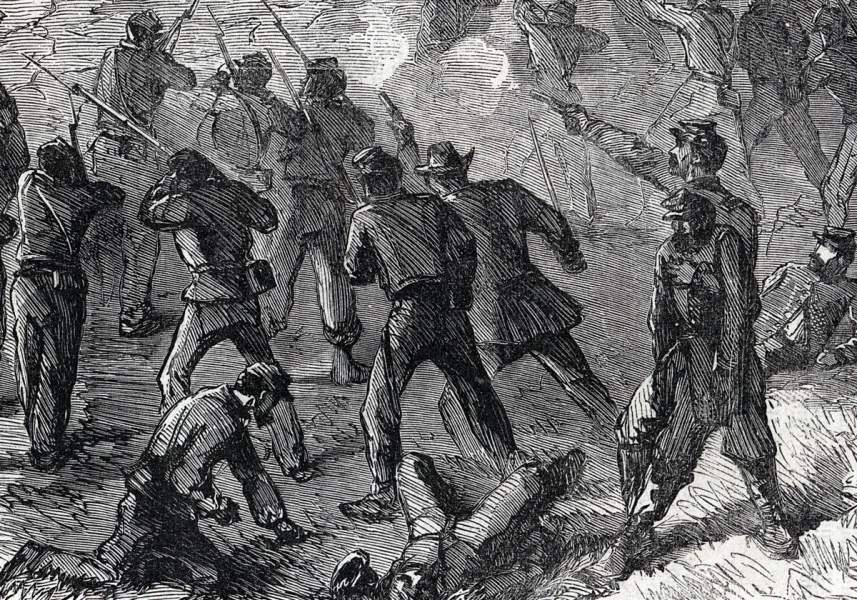 Charge of elements of the Union's Sixteenth Corps, Battle of Nashville, December 15, 1864, artist's impression, further detail