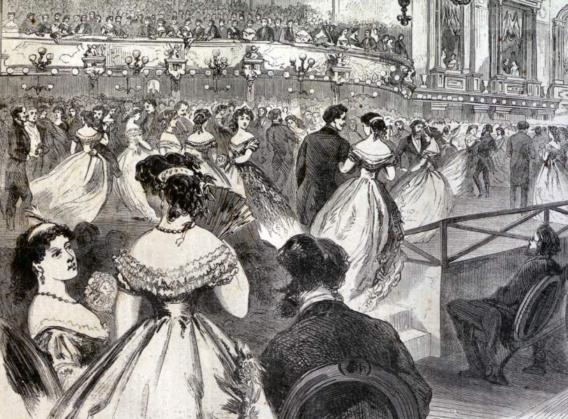 Grand Charity Ball, Academy of Music, New York City, January 29, 1866, artist's impression, detail