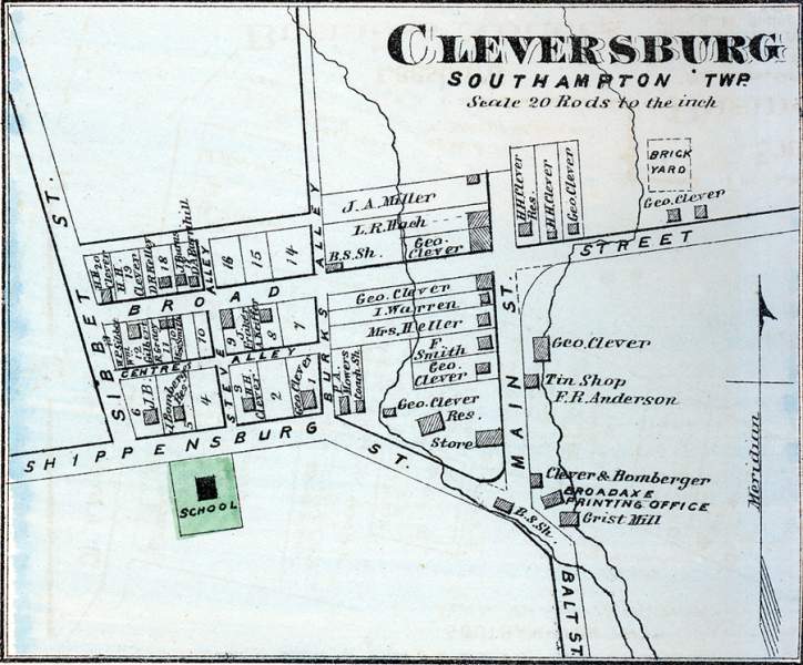 Cleversburg, Pennsylvania, 1872, map