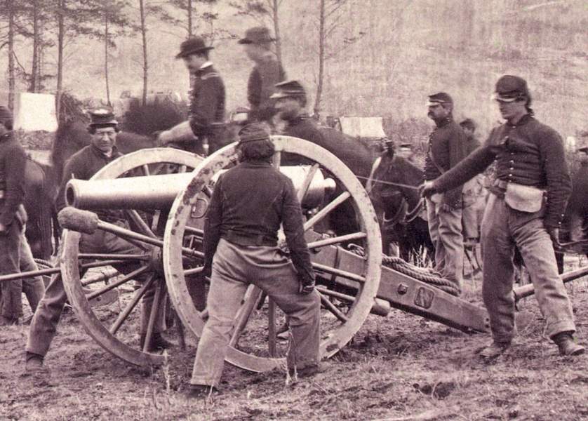 Battery of Connecticut Artillery, near Fredericksburg, Virginia, May 2, 1863, close detail