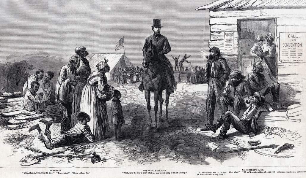 "Solution of the Labor Question of the South," cartoon, Harper's Weekly Magazine, December 2, 1865, zoomable image