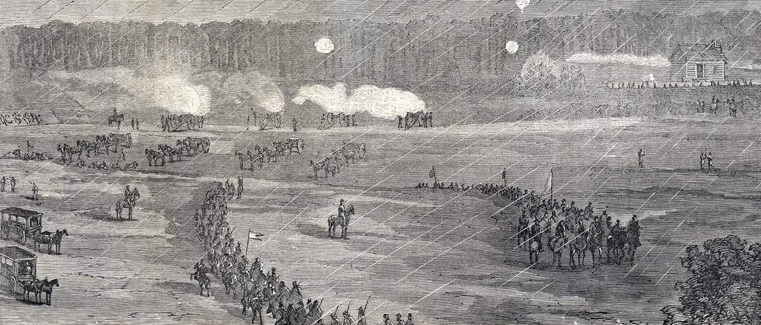 Battle of Fair Oaks and Darbytown Road, Virginia, October 27, 1864, artist's impression, detail