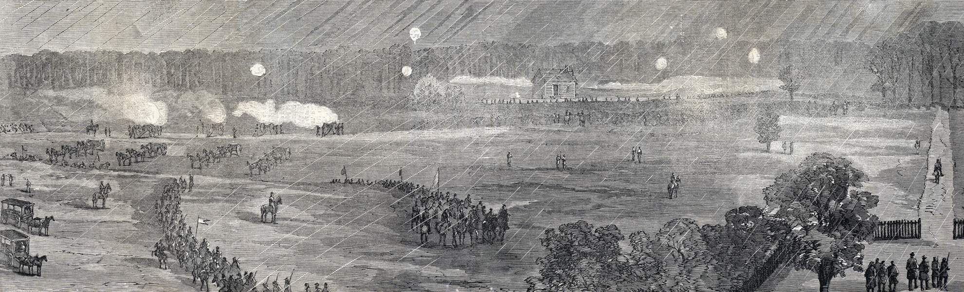 Battle of Fair Oaks and Darbytown Road, Virginia, October 27, 1864, artist's impression, zoomable image