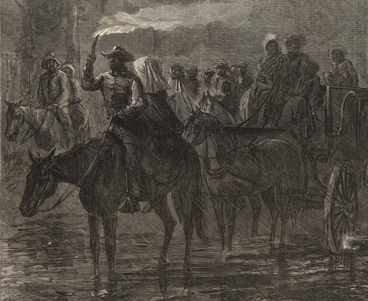 "Negroes Escaping Out of Slavery," Alfred R. Waud, Harper's Weekly, May 1864, detail