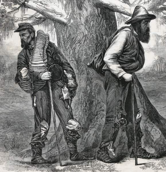 Daring escape of Union officers from captivity in Texas, November 13-December 9, 1864, artist's impression