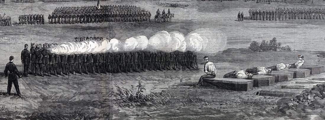Execution of five 118th Pennsylvania deserters, Beverly Ford, Virginia, August 29, 1863, artist's impression, detail