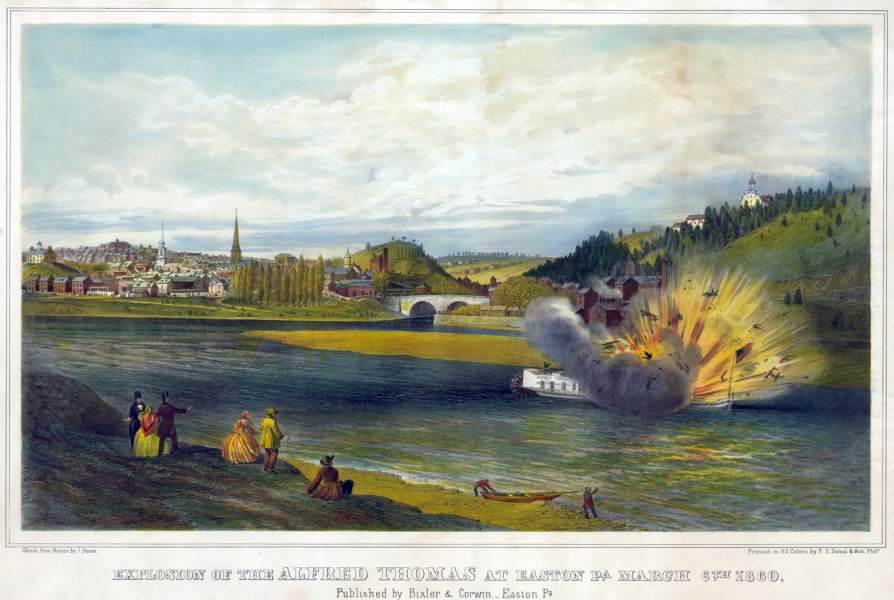 Steamboat "Alfred Thomas" explodes at Easton in Pennsylvania, March 6