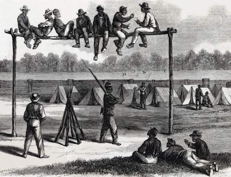 Field Punishment, U.S.C.T., Army of the Potomac, November 1864, artist's impression