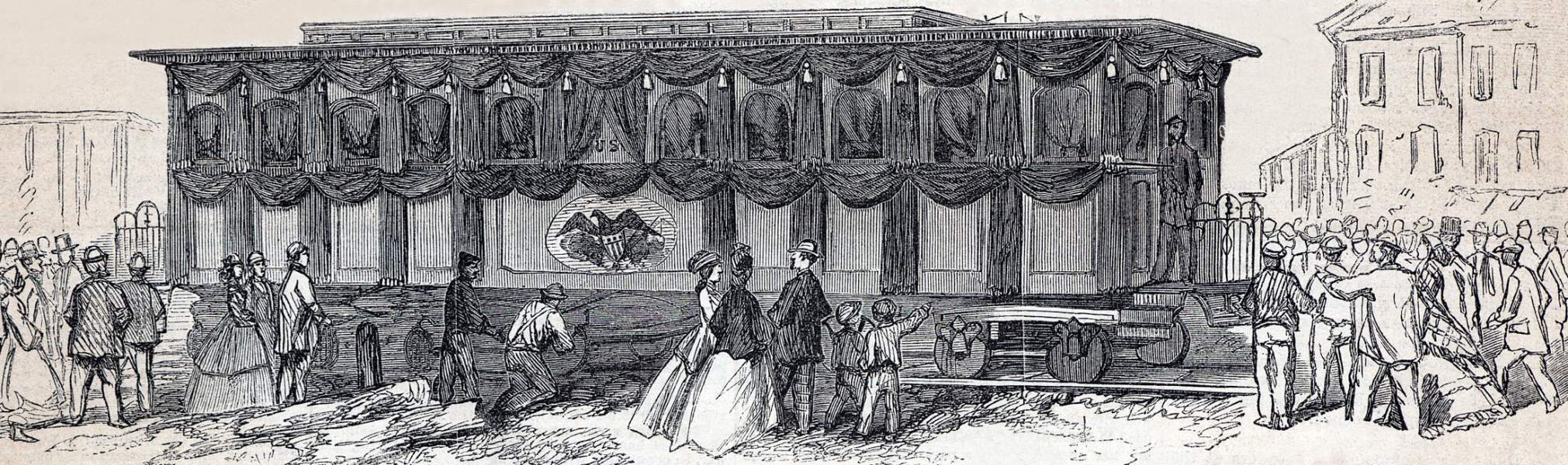 President Lincoln's Funeral Car, New York City, April 24, 1865, artist's impression, zoomable image