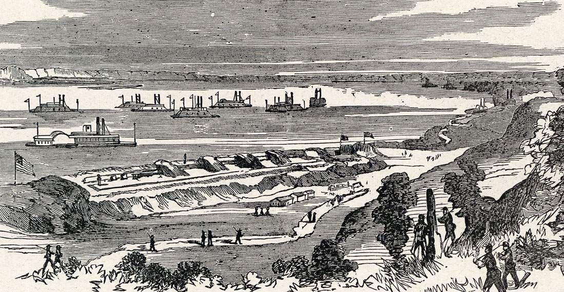 Fort Pillow, Henning, Tennessee, 1862, artist's impression, detail