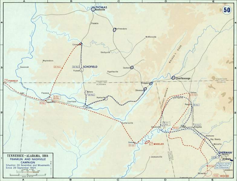 Franklin and Nashville Campaign, September through November, 1864, campaign map, zoomable image